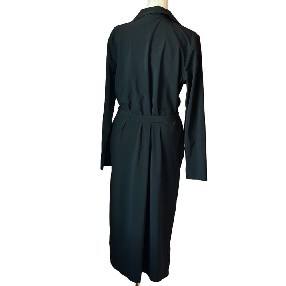 Athleta Urbanite Black Long-Sleeve Button Front Shirt Dress Midi Small - Picture 10 of 11